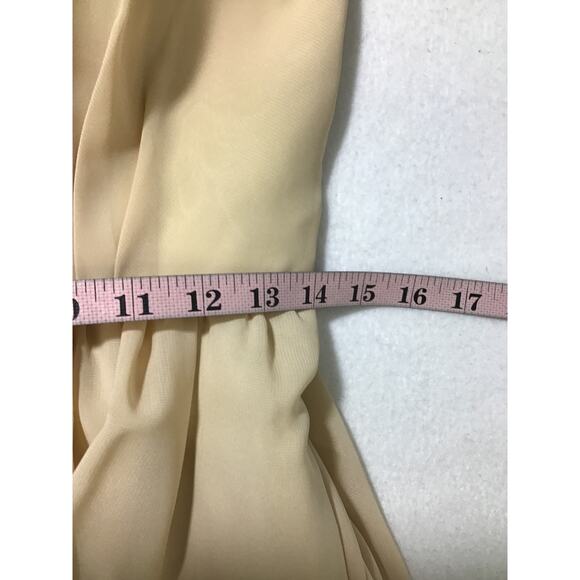 FORMAL SZ 4 S cream tan keyhole pleated halter bridesmaid maxi dress NEW B100 - Picture 6 of 8